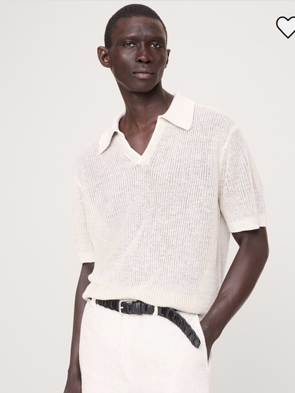 NWT Banana Republic Linen-Cotton Johnny-Collar Sweater Polo XLTall Natural Stone